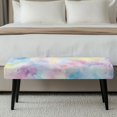 thumbnail image 5 of Psesaysky Pastel Tie Dye Long Bench Seat Slipcover, Stretch Polyester Spandex Fabric Bench Protector Cover for Dining and Living Room, 5 of 9