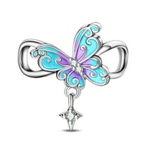 KUNSIR 925 Sterling Silver Charm Blue Butterfly Dream Bead Charm For Bracelets