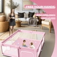 thumbnail image 2 of Corral para bebés Hiaksedt 127 x 127 cm con colchoneta de malla rosa, 2 of 7