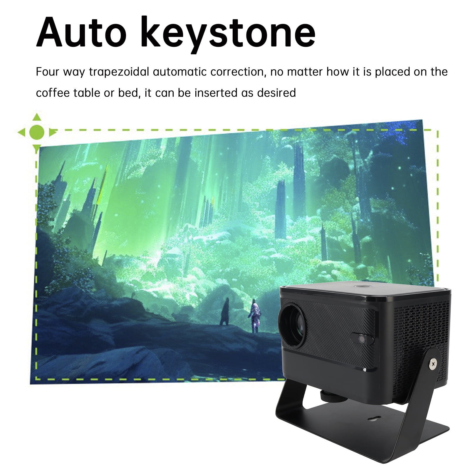 VIPQV 4K Android Smart Projector, Voice Control, Auto Focus & Keystone, Wireless Screen Projection, 1400 Lumens, MEMC Motion Compensation, Built-in Speakers, HD 720P Native