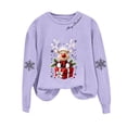 thumbnail image 3 of Ichuanyi Womens Christmas Long Sleeve Crewneck Sweatshirts Christmas Print Casual Pullover Cute Xmas Shirt Top, 3 of 5