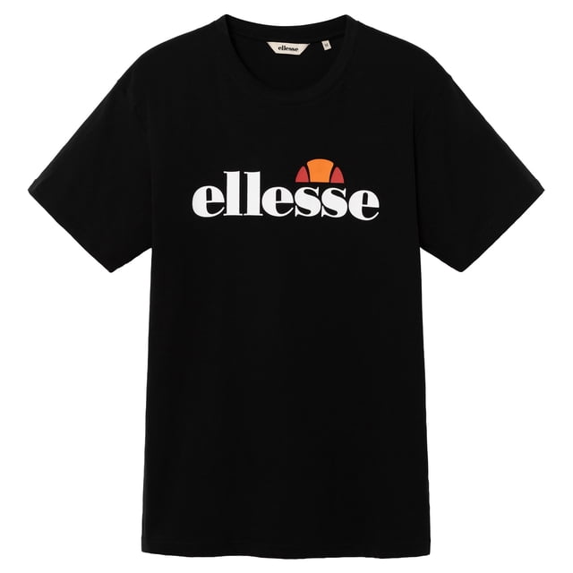ellesse Camiseta para hombre - PRADO 2, manga corta, cuello redondo, logotipo estampado, algodón, Color liso Negro XL (X-Large)