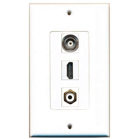 RiteAV - 1 Port HDMI 1 RCA White 1 BNC Wall Plate Decorative