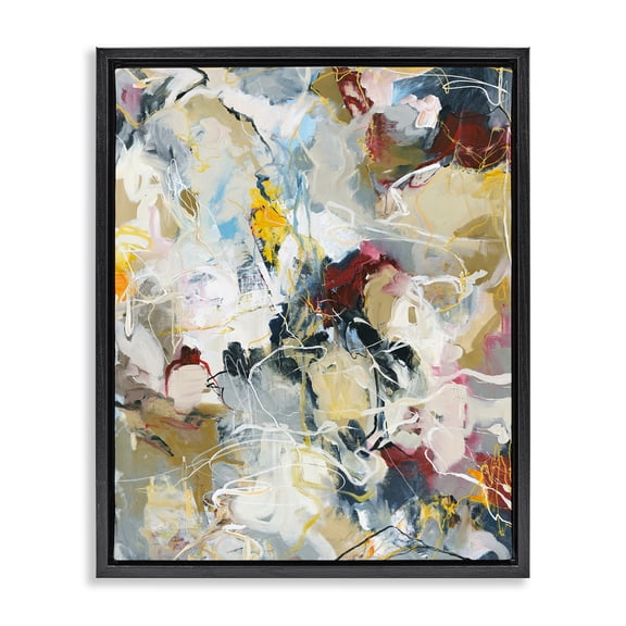 Energetic Frequency Abstract Black Framed Floater Canvas Wall Art, design by Design Fabrikken