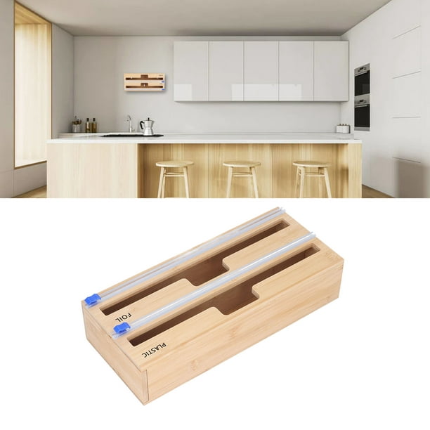 Boîte de rangement en bois pour distributeur de papier d'aluminium pour  tiroir de cuisine, style : deux fentes.