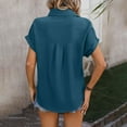 thumbnail image 4 of Besolor Button down Shirts for Women Lapel Short Sleeve Summer Tops Casual Loose Work Going out Blouse Tee Ladies Clothes, 4 of 4