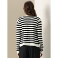 thumbnail image 4 of DARING DIVA Women's Striped Button Down Open Front Cardigan Sweater S White Black, 4 of 6