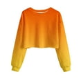 thumbnail image 5 of Feancey Women's Cropped Sweatshirts Oversized Trendy Gradient Graphic Crewneck Pullovers Fall Drop Shoulder Loose Workout Shirts Orange L, 5 of 5