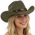 thumbnail image 3 of Western Cowboy Hat for Men Women Wide Curved Brim with Adjustable Strap Lightweight Cowboy Hat Cowgirl Hat Sun Hat for Outdoor Travel Party, 3 of 3