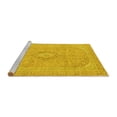thumbnail image 2 of Ahgly Company Machine Washable Indoor Round Abstract Yellow Modern Area Rugs, 7' Round, 2 of 4