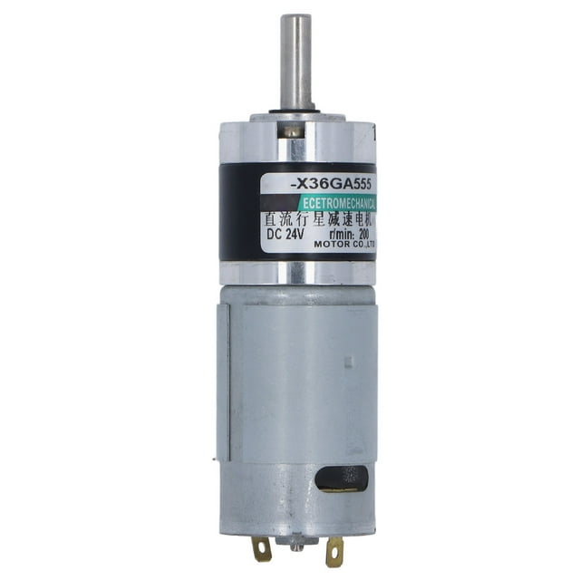 Motorreductor planetario de CC con microreducción de velocidad, sentido horario y antihorario, motor pequeño de 34 kg/cm, torsión máxima de 24 V, 15 W, 200 r/min