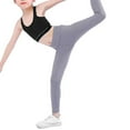 thumbnail image 2 of Girls Stretchy Leggings Solid High Waisted Soft Comfy Tights Compression Yoga Leggings for Toddler Kids Dance Workout, 2 of 4