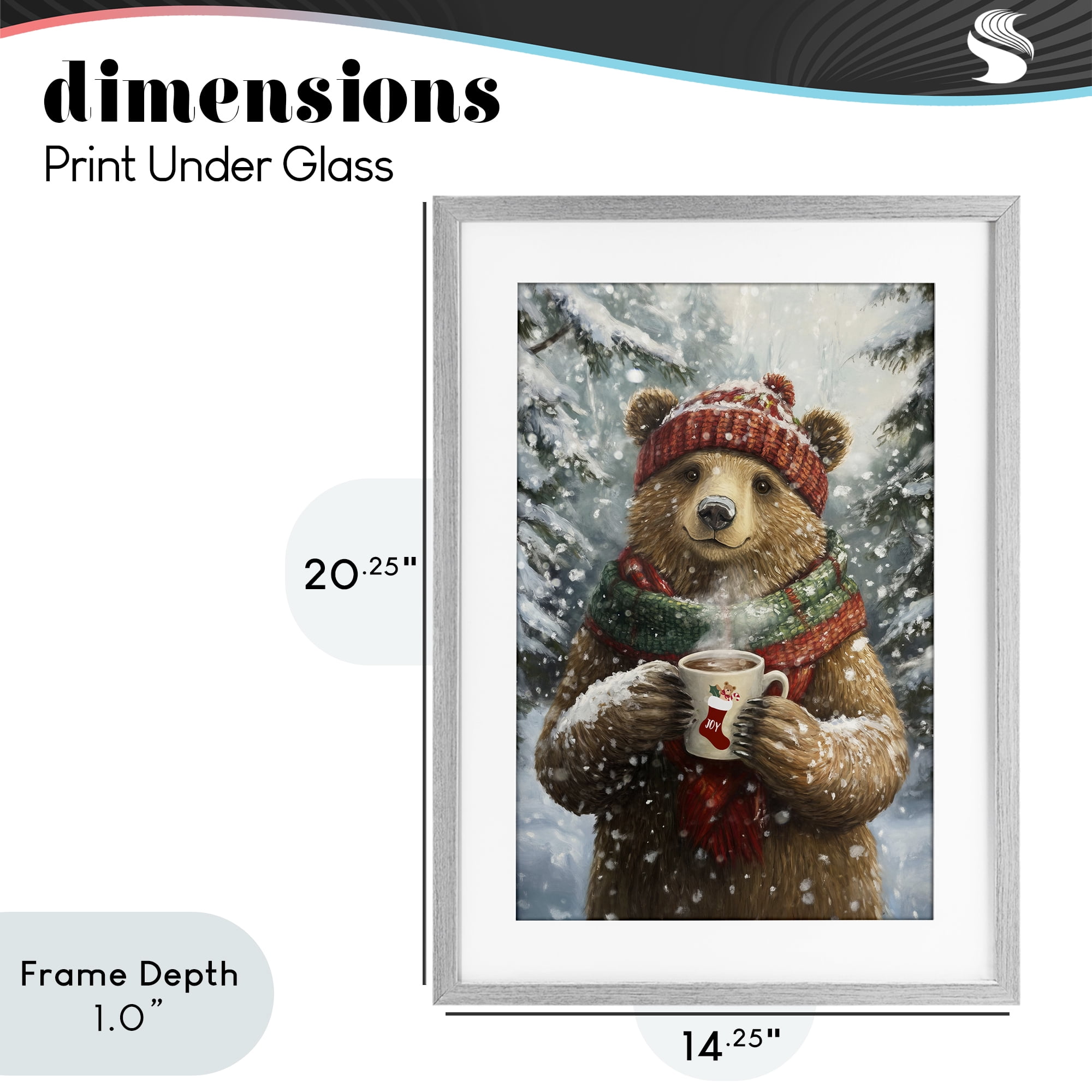 Stupell Industries Christmas Cocoa Bear Gray Framed Print Under Glass, design by Tina LeCour