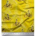 thumbnail image 1 of Soimoi Rayon Fabric Girl,Bicycle & Eiffel Tower Architectural Print Fabric by The Yard 56 Inch Wide, 1 of 1