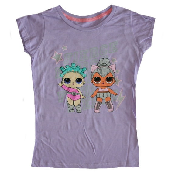 LOL Doll Fierce Little Girl's Purple Graphic Print T-Shirt - Size: XL (6X)