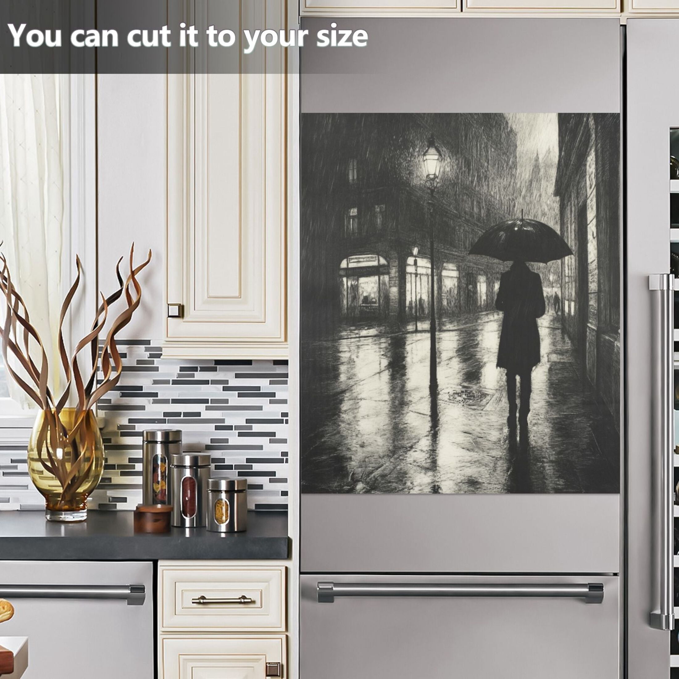 Dishwasher Magnetic Sticker 23x26 Inch Refrigerator Magnetic Sticker Washing Machine Magnetic Sticker Kitchen Panel Magnetic Sticker Home Decor Cool Black Rain