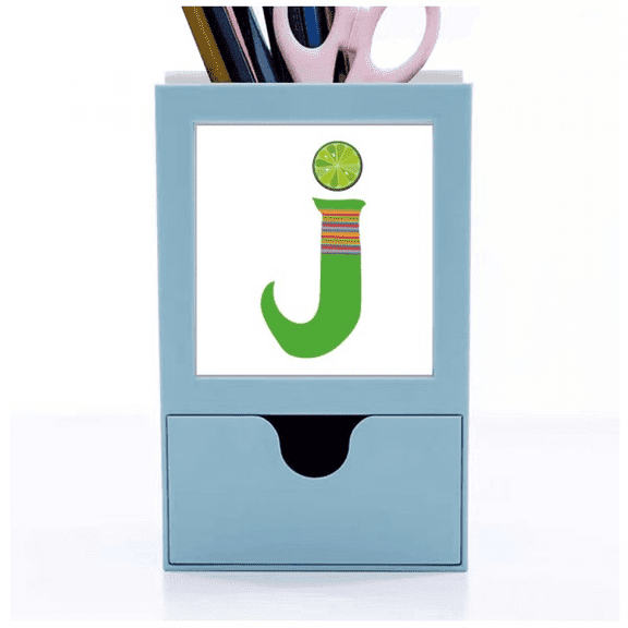 J Alphabet Orange Fruit Cute Pattern Desk Supplies Organizer Pen Holder Card