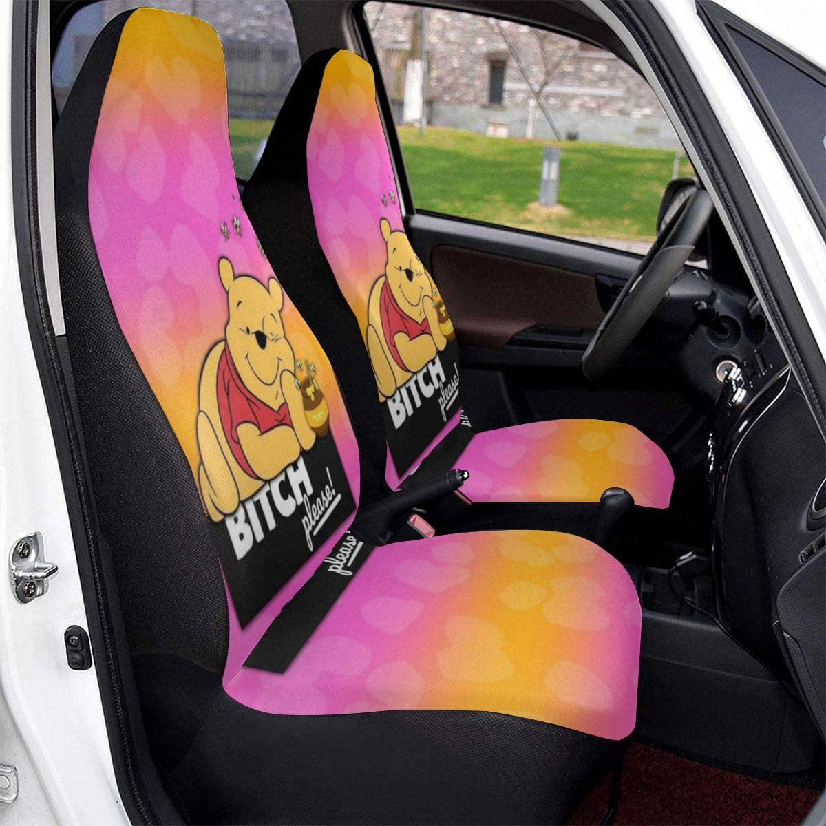 Sedan Fit Most Cars SUV Winnie The Pooh and Piglet Front Seat Covers,Durable Washable Vehicle Seat Protector Car Mat Covers Van 