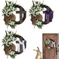 thumbnail image 5 of LAMDAWE 19.7inch Easter CrossWreath with BurlapBow andLilies,ArtificialSpring Wreath for Front Door Decor,Spring Holiday Hanging Decorations for Farmhouse Home Patio Porch Wall ChristianGift, 5 of 5