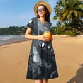 thumbnail image 4 of Lsque Forest Black Ghost Warrior Print Women's Casual Dress T-Shirt Summer Short Sleeve Scoop Neck Swing Dresses, 4 of 6