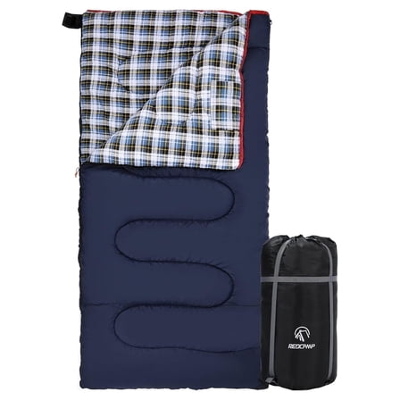 Cotton Flannel Sleeping Bag for Camping Backpacking, Adults Cold Weather Envelope Sleeping Bags with 2/3/4/6lbs Filling