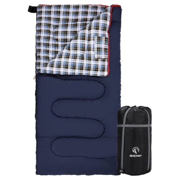 Cotton Flannel Sleeping Bag for Camping Backpacking, Adults Cold Weather Envelope Sleeping Bags with 2/3/4/6lbs Filling