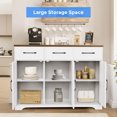 thumbnail image 2 of LAFGUR Buffet Sideboard Cabinet,Wood Kitchen Storage Cabinet with Adjustable Shelves,Modern Farmhouse Coffee Bar Cabinet for Kitchen, Dining Room, White, 2 of 9