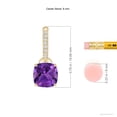 thumbnail image 2 of ANGARA Natural Cushion 4.4 ct Amethyst Drop Earrings with Diamonds in 14K Yellow Gold for Women (Size-8mm) | February Birthstone, Anniversary, Jewelry Gift for Women | Natural Amethyst Earrings, 2 of 7