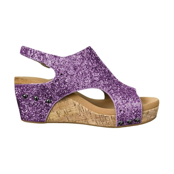 Womens Glitter Wedge Sandals with Ankle Strap Arch Support for Dressy Ladies Sequins Sandals Casual Wedge Platform Sandals