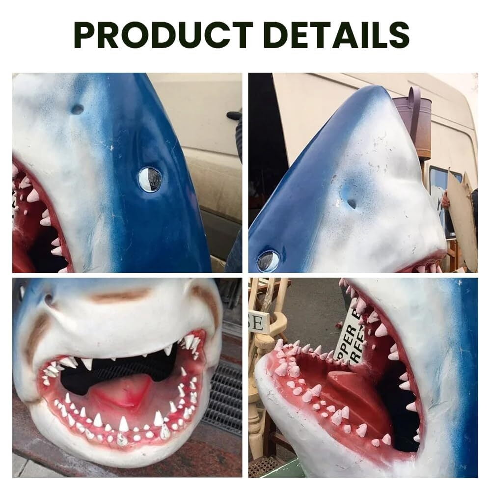 Great White Shark Garden Statue, Weather-Resistant Resin Shark Decor for Yard & Garden, 3D Land Shark Sculpture for Swimming Pool Area & Outdoor Art