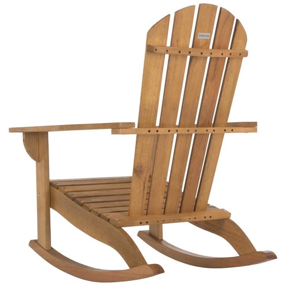 Pemberly Row Eucalyptus Wood Outdoor Adirondack Chair in Teak Natural