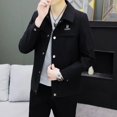 thumbnail image 3 of Chaquetas azules para hombre, trajes y blazers cortos negros para hombre, ropa masculina recortada, verano, vintage, diseñador de lujo, moda clásica 2024, 3 of 4