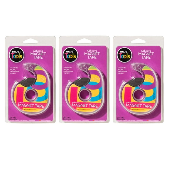 Dowling Magnets Magnet Tape in Dispenser, 3/4" x 25', Pack of 3