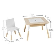Your Zone Kids Sensory Play Table and Chair Set,White Color,3Pieces,Age 3-6