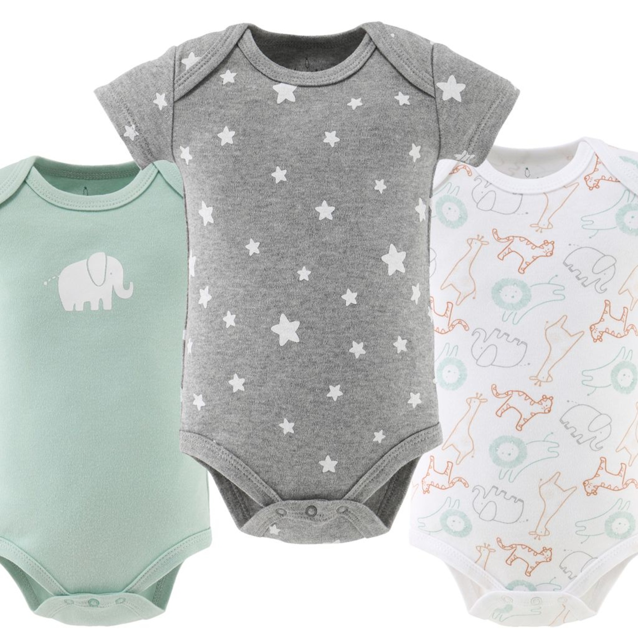 Peanutshell Safari Baby Bodysuits 4-Pack Unisex photo 4