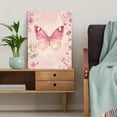 thumbnail image 5 of Pink Butterfly Floral Wall Art Canvas Print， Suitable for Living Room， Bedroom， Bathroom， Office， and Hallway Decoration., 5 of 8