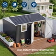 thumbnail image 5 of Garvee 10 x 8 FT Outdoor Storage Shed with Pushable Window, LED Light & Pegboard, Metal Garden Shed with Sloped Roof, Air Vent & Lockable Doors, Black, 5 of 8
