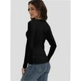 thumbnail image 2 of Womens Long Sleeve Stretch Crew neck T-Shirt Fitted Casual Basic Tops, 2 of 6