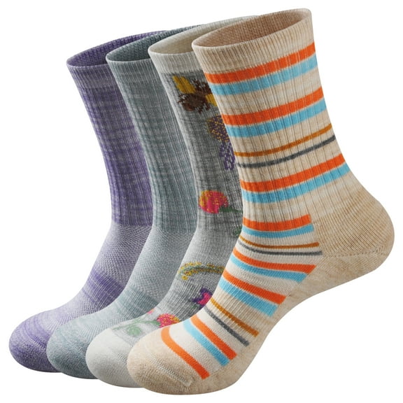 Women's Merino Wool Crew Hiking Outdoor Socks, Moisture Wicking