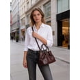 thumbnail image 6 of Gustave Women PU Leather Tote Bag Vintage Ruched Crossbody Shoulder Handbag Purse Top Handle Satchel for Daily Work Travel  - Coffee, 6 of 9
