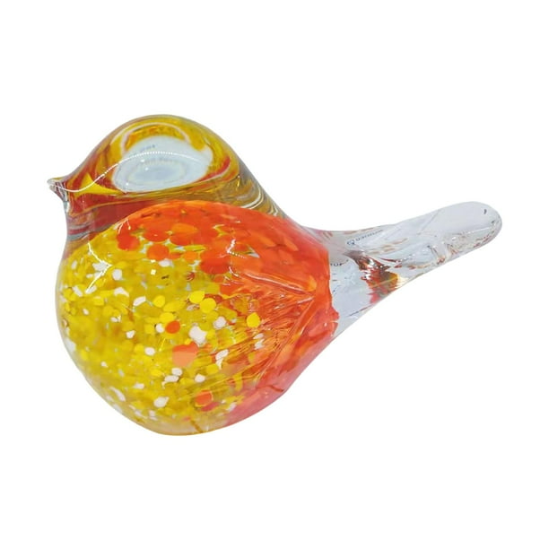 Bonita mini figura de pájaro de cristal artesanal, escultura de pájaro de cristal multicolor para habitación. Rojo