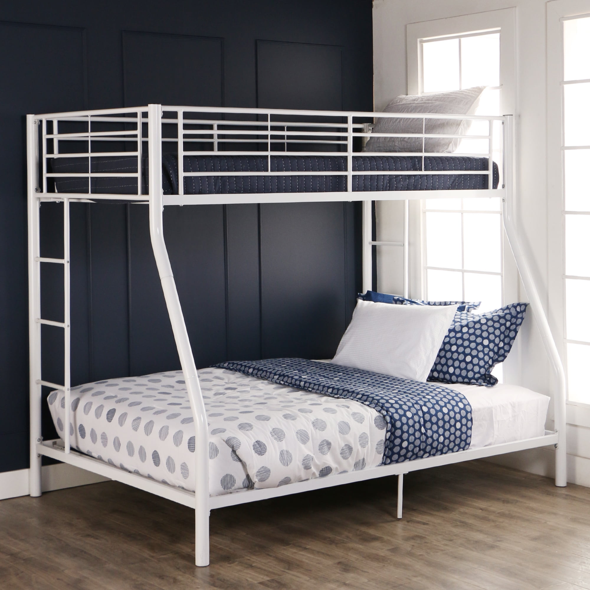 Walker Edison Premium Twin Over Full Metal Bunk Bed White Com