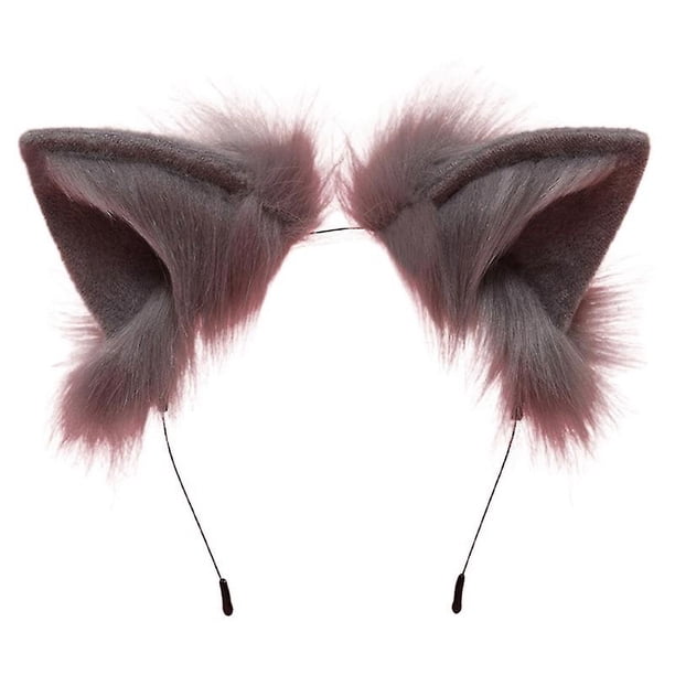 Tocado con orejas de lobo y gato para mujer, accesorios de felpa para Cosplay