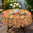 thumbnail image 3 of Pioneer Flower Floral Print Pattern Round Tablecloth 70"x70", Wrinkle Resistant Wipeable Table Cover for Kitchen Dining Room Picnic Patio and Party, 3 of 3