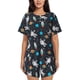 thumbnail image 1 of Fotbe Space Conjunto de Pijama Estampado para Mujer, 2 Piezas, Ropa de Dormir con Camiseta de Manga Corta y Shorts Suaves-Small, 1 of 6