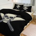 thumbnail image 1 of Funda de edredón con diseño de calavera de chef, gorro de chef, para cocinar, barbacoa, parrilla, tamaño king y queen, juego de 3 piezas suave, 1 funda de edredón y 2 fundas de almohada con cierre de, 1 of 8