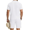thumbnail image 5 of Eryao Big and Tall Gym Wear Sets Men 2 Piece Button V Neck Short Sleeve Tops Matching Drawstring Waist Shorts with Pockets Summer Beach Loungewear,White,M, 5 of 8