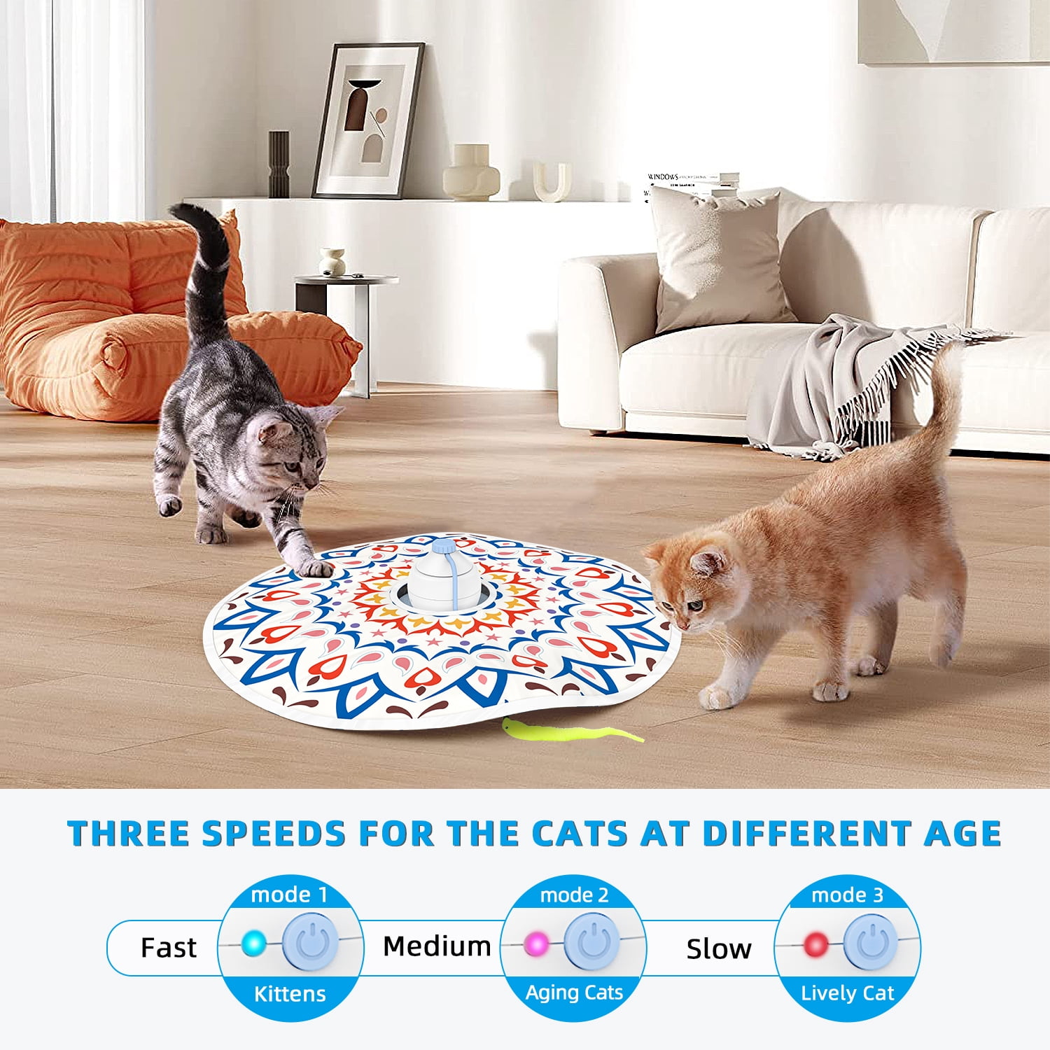 ZZHY Direct USB Charging Cat Toy 2 in 1 Interactive Motorized Wand, Kitten Toys Electronic Exercise Pet Toy for Indoor Cats, Automatic Motion Cat Toys