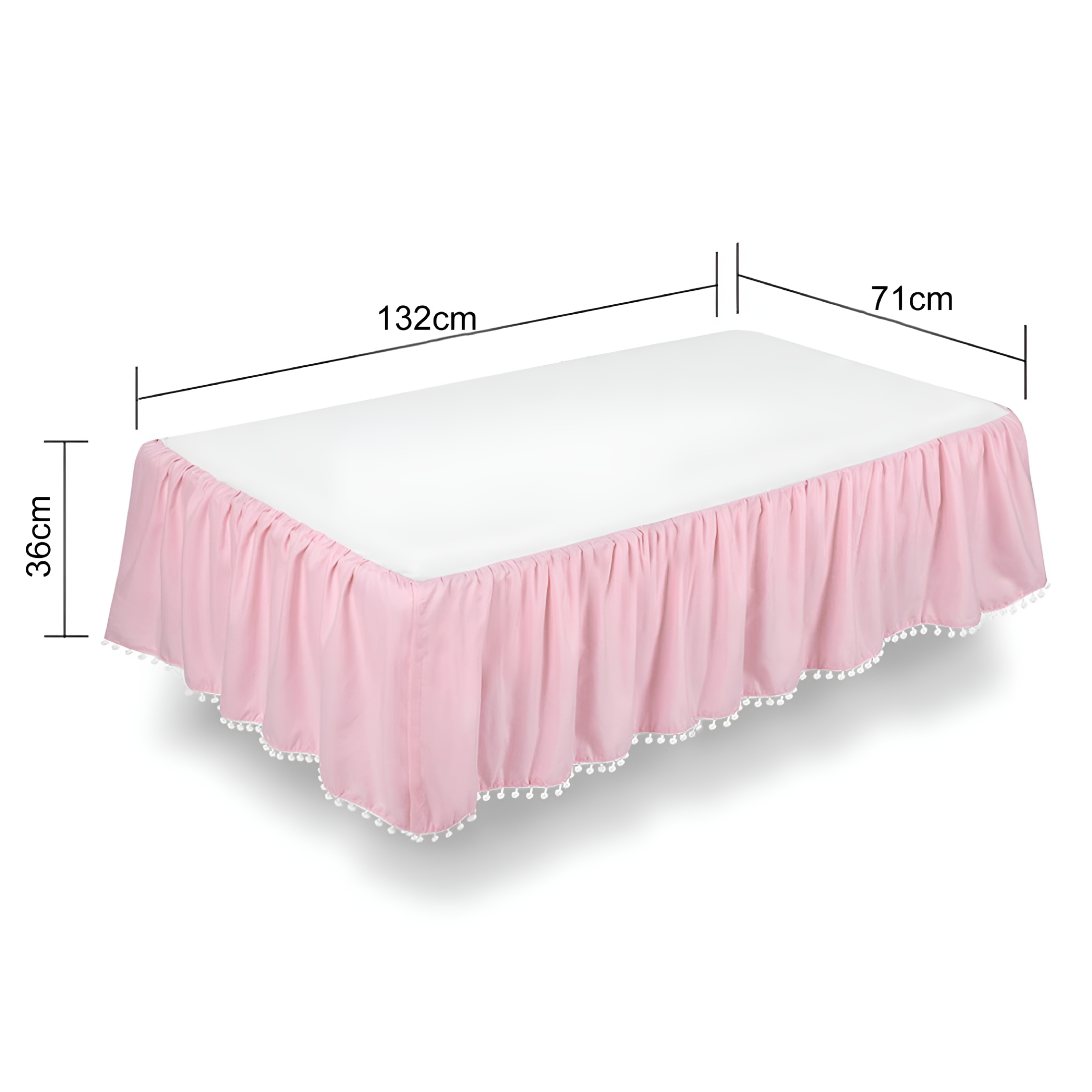 AUQ Plush Ball Ruffled Crib Skirt Toddler Adjustable Elastic Bedding Crib Ruffle Bed Skirt Baby Boys Girls Bed Cover