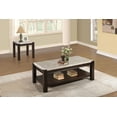 thumbnail image 3 of Genuine Marble Top Cocktail Table Dark Cherry Finish Wood Frame Contemporary Living Room Furniture 1pc Coffee Table, 3 of 5